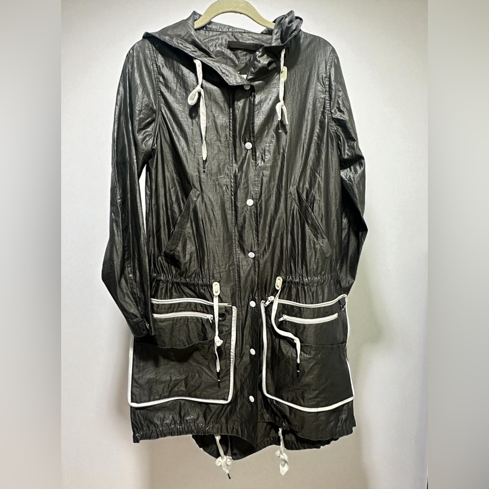 Nicholas K Metallic Drawstring Utility Jacket with Hood – Size M
